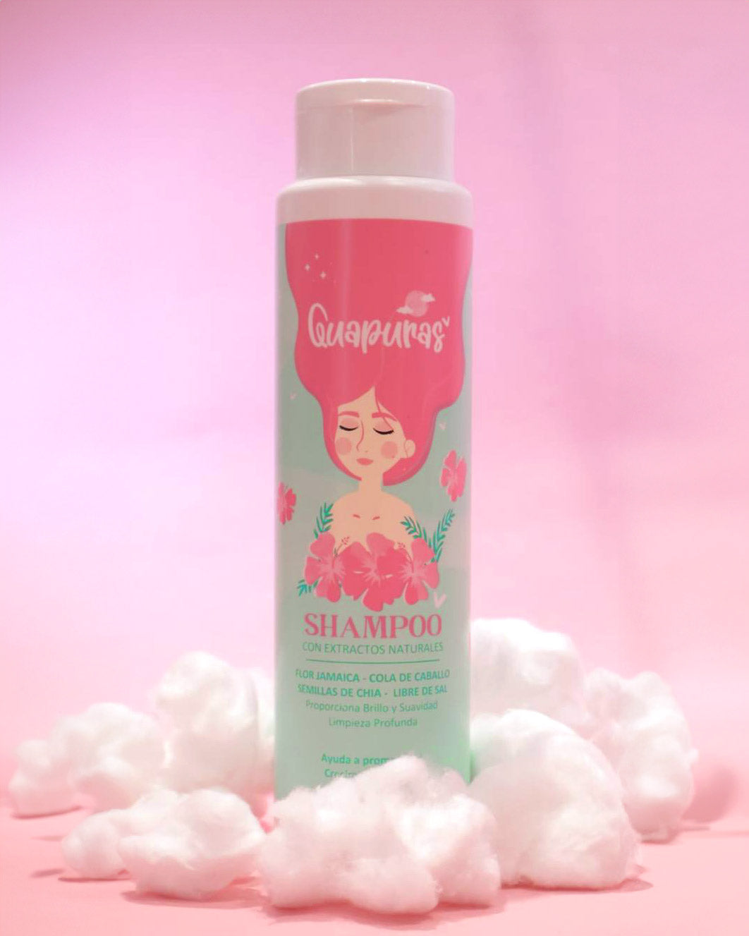 Shampoo flor de jamaica, cola de caballo y semilas de chia